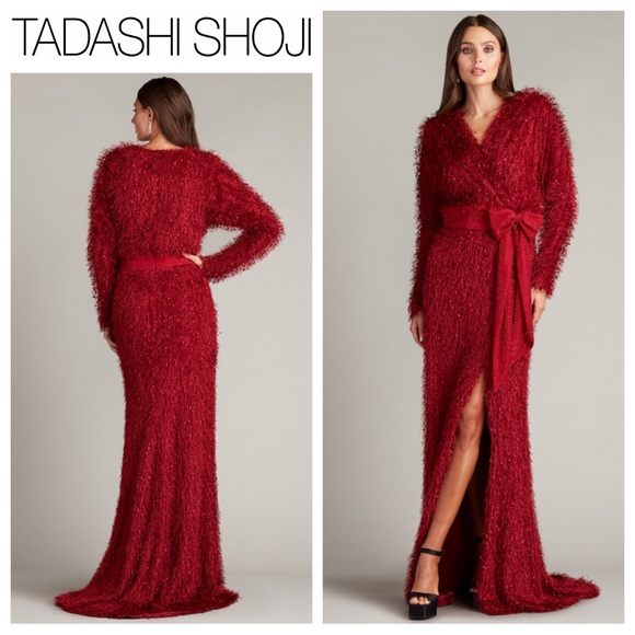 TADASHI SHOJI Beya Eyelash Yarn Gown